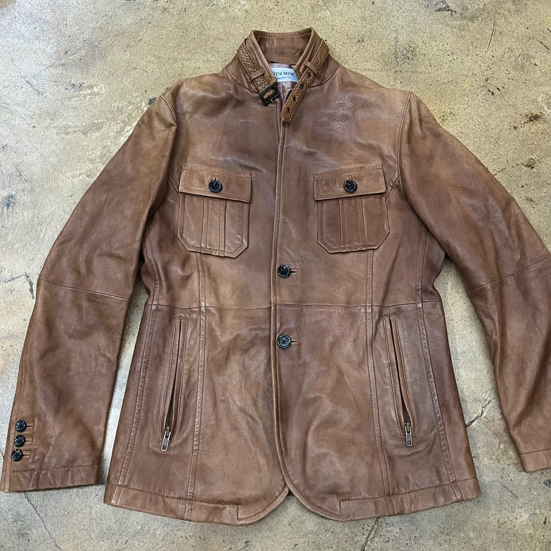 [정품/M] MITSUMINE 브라운 가죽 자켓 b17 상품이미지3