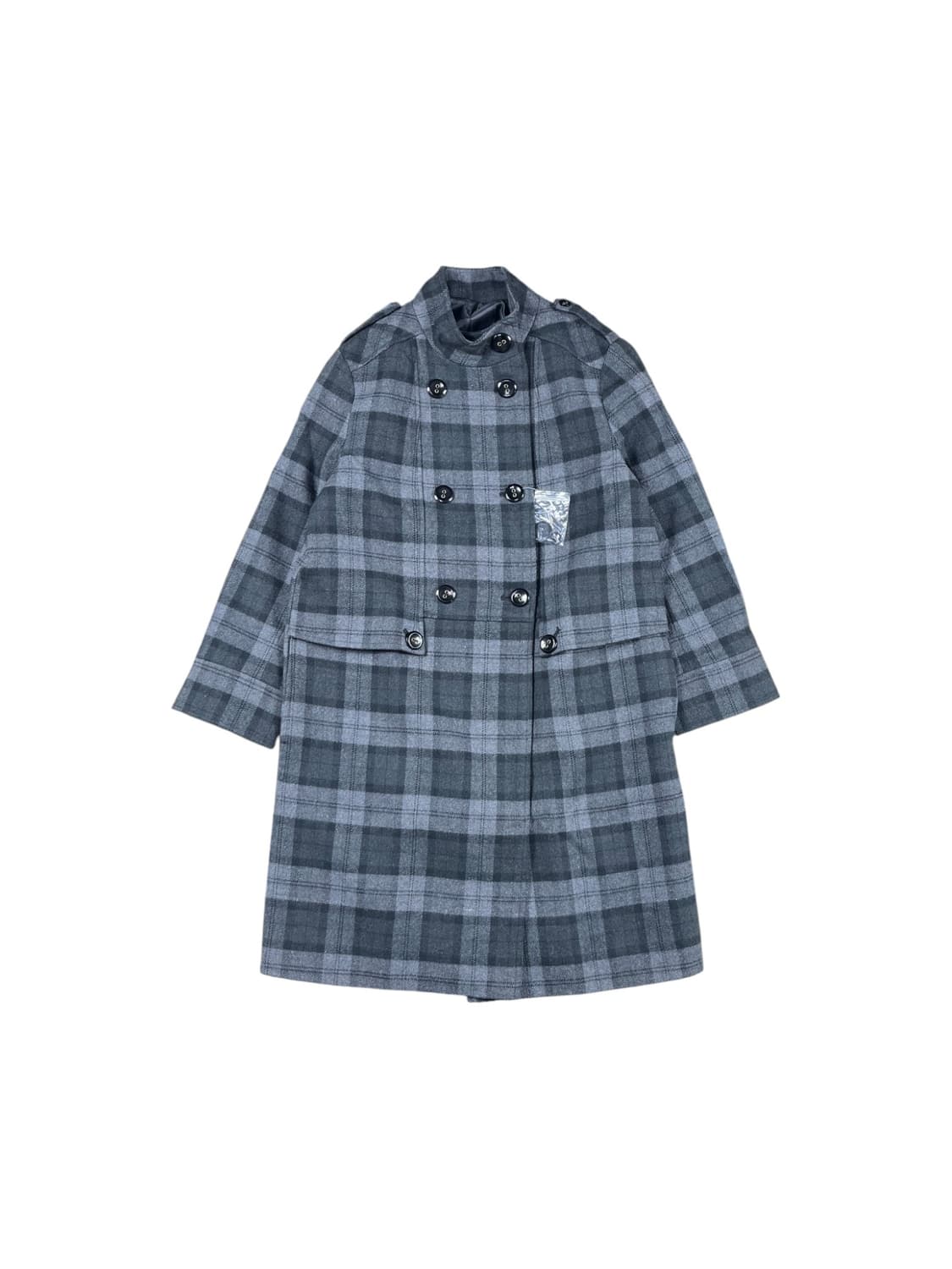 Vintage 체크패턴 하이넥 코트  상품이미지1