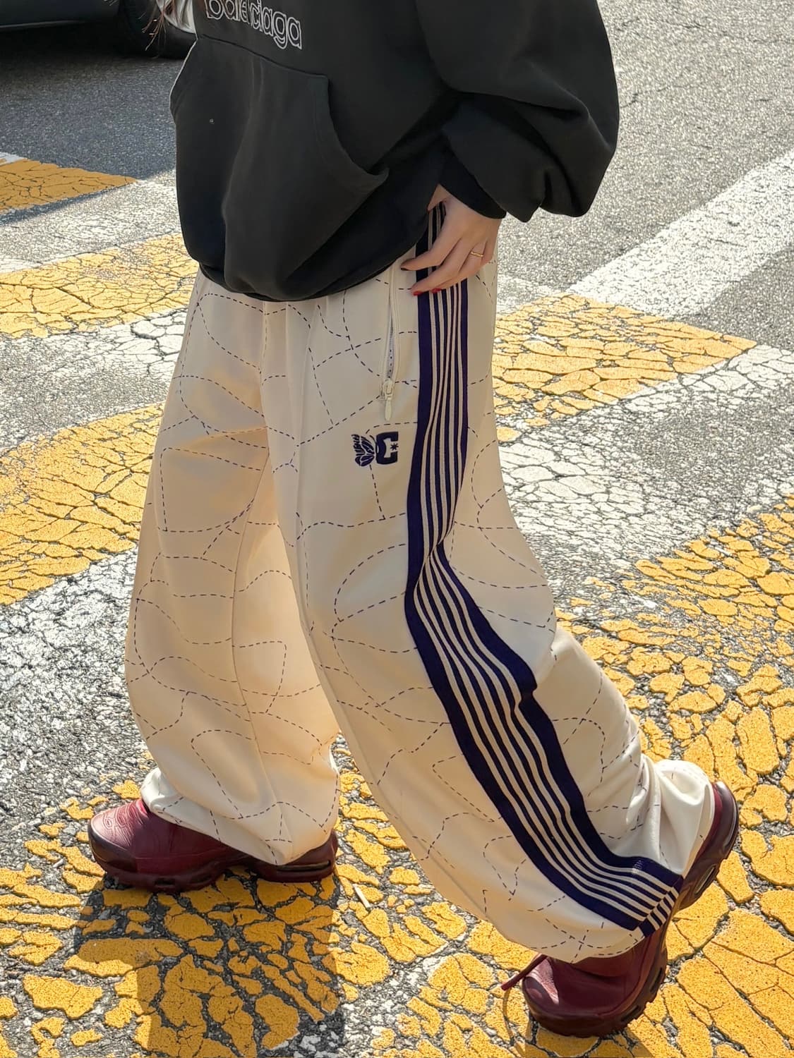 NEEDLES X DC  콜라보 아이보리• 퍼플 트랙팬츠  상품이미지1