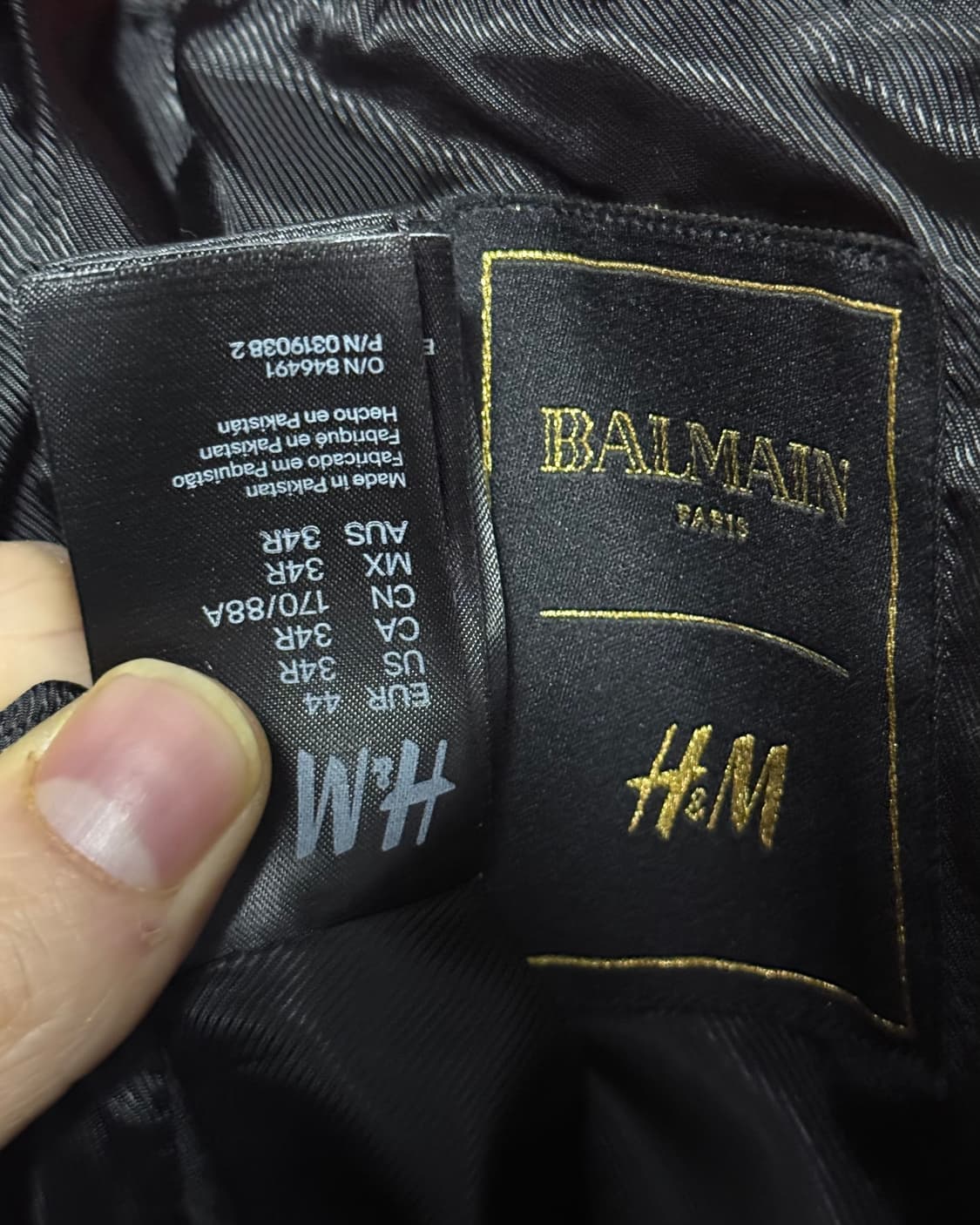 H&M 발망 콜라보 레드 블랙 양가죽 가죽 레더 바이커 라이더 자켓 44 상품이미지9