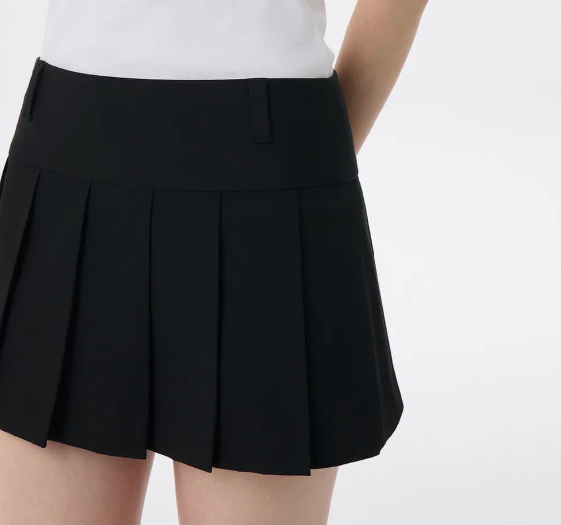 우먼즈 로 라이즈 플리츠 미니 스코츠 [블랙] 상품이미지2