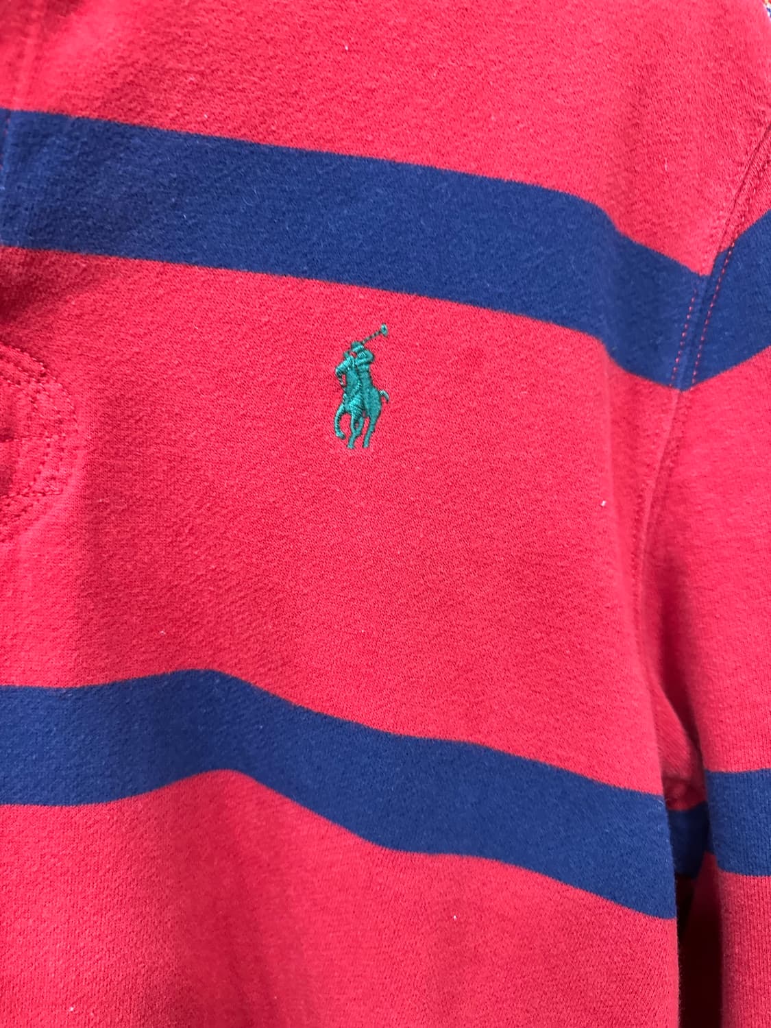 폴로 랄프로렌 기모럭비 셔츠 레드 스트라이프 m 상품이미지3