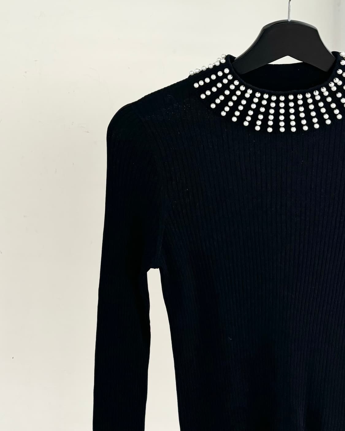 산드로 수제트 진주 칼라 골지 니트 상품이미지3