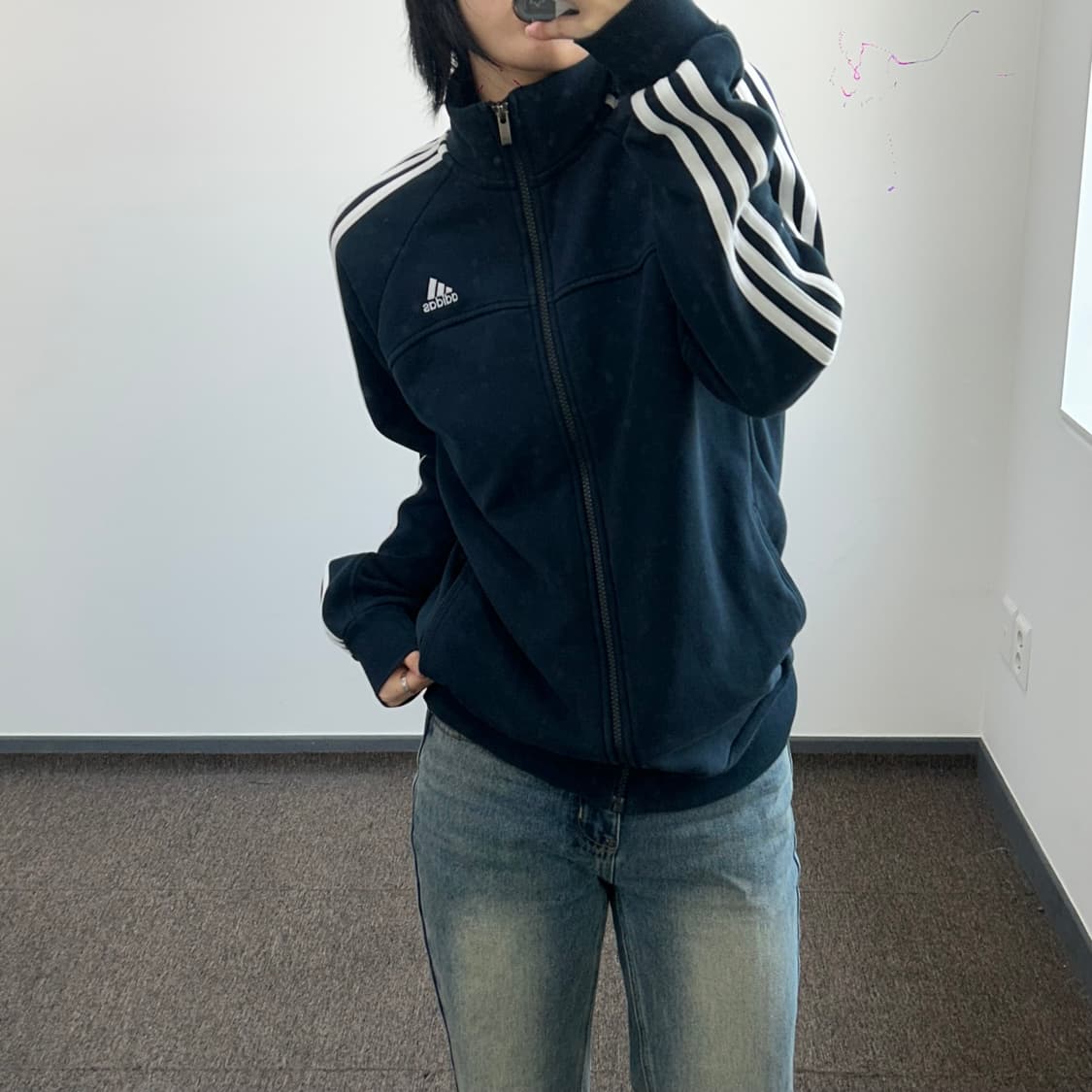 Adidas 아디다스 삼각로고 코튼 네이비 져지 상품이미지2