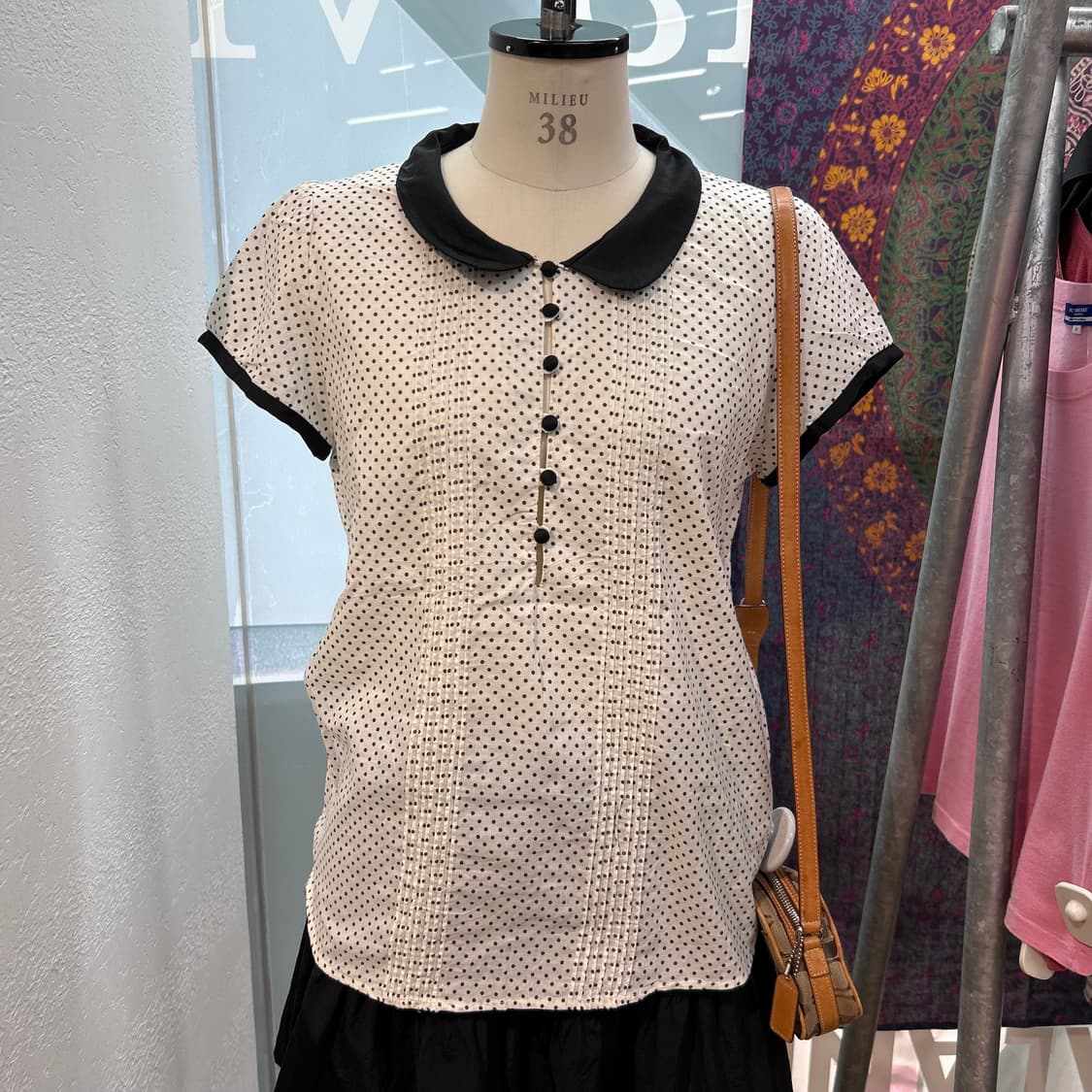 Vintage y2k Dot Cotton Shirts 상품이미지1