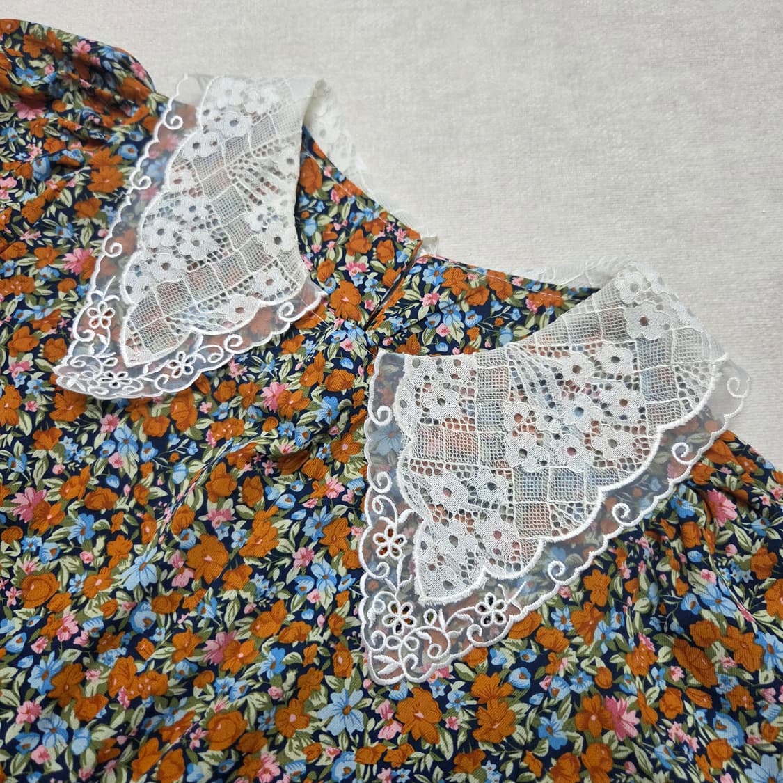 빈티지 레이스 카라 플라워 원피스 상품이미지2