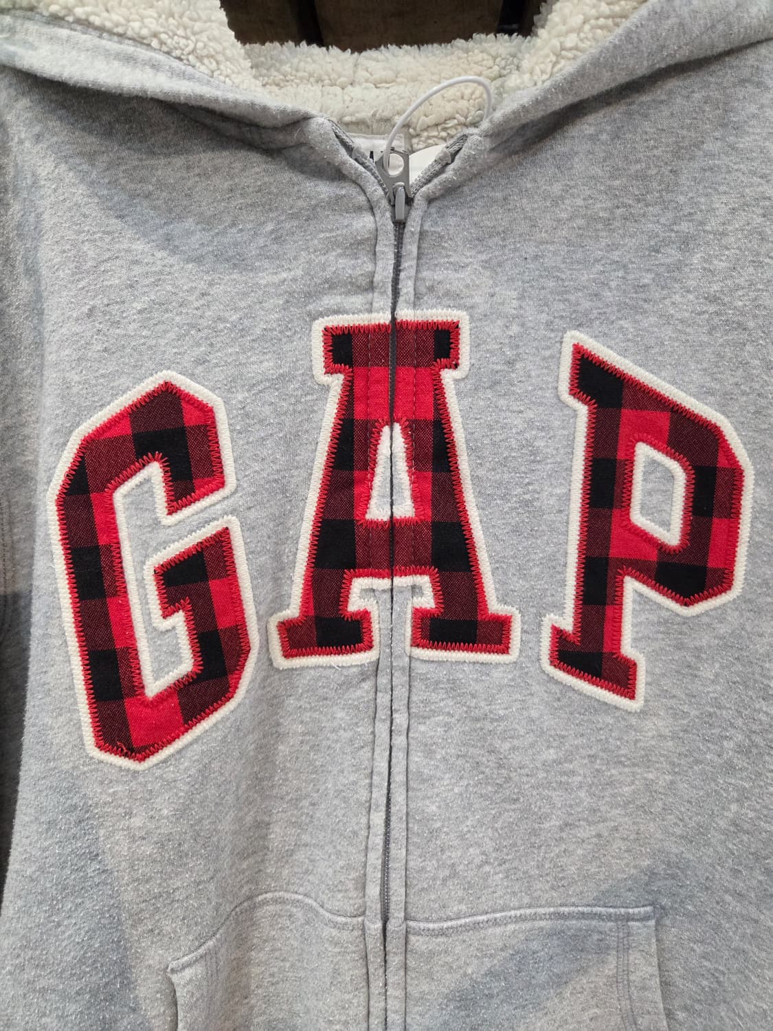 Gap 그레이 갭 양털 체크후드집업 상품이미지3