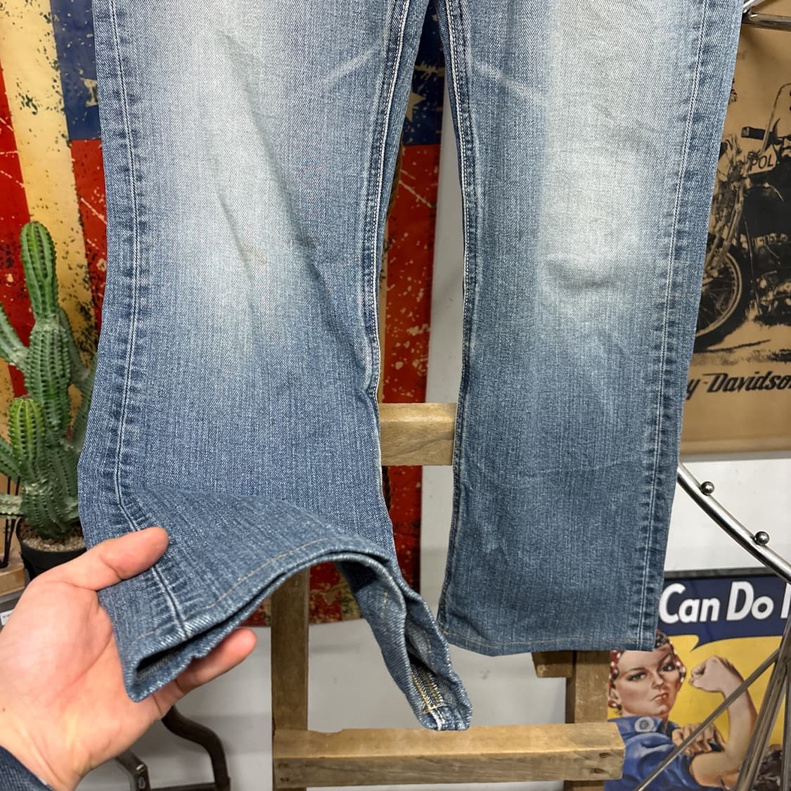 00s 리 라이더스 빈티지 페이딩 워싱 플레어 데님팬츠 N900   상품이미지4