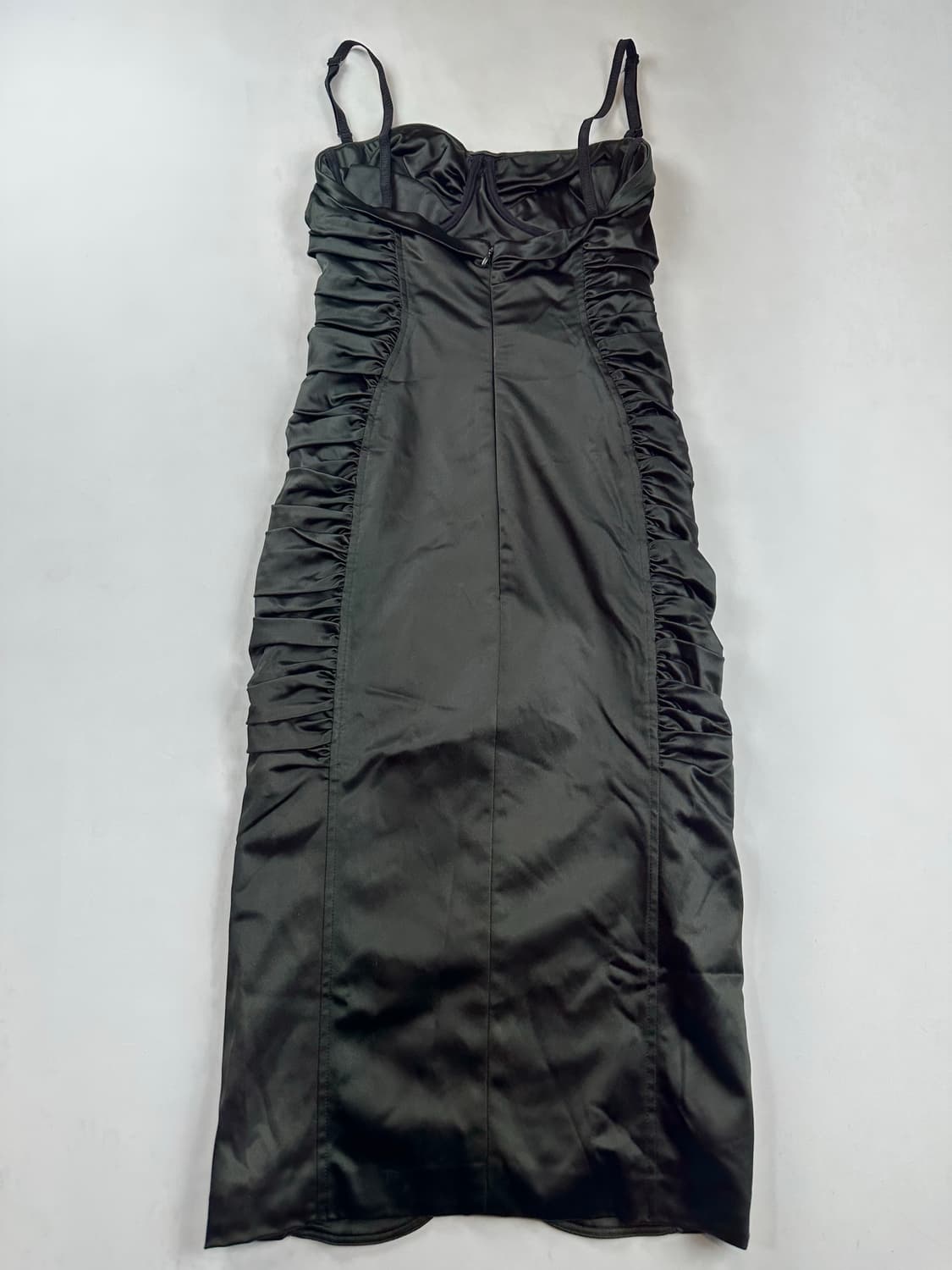 돌체앤가바나 블랙 새틴 셔링 미디 원피스 상품이미지7