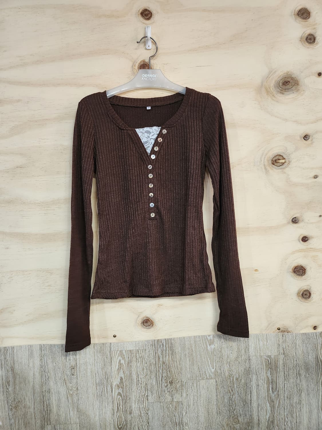 614) 골지 레이스포인트 긴팔티 상품이미지1