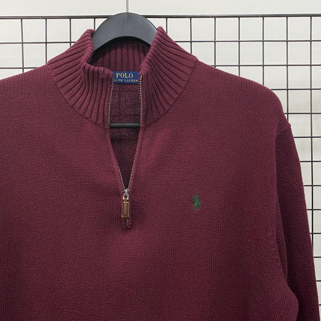 폴로 랄프로렌 신형 반집업 니트 버건디 상품이미지3