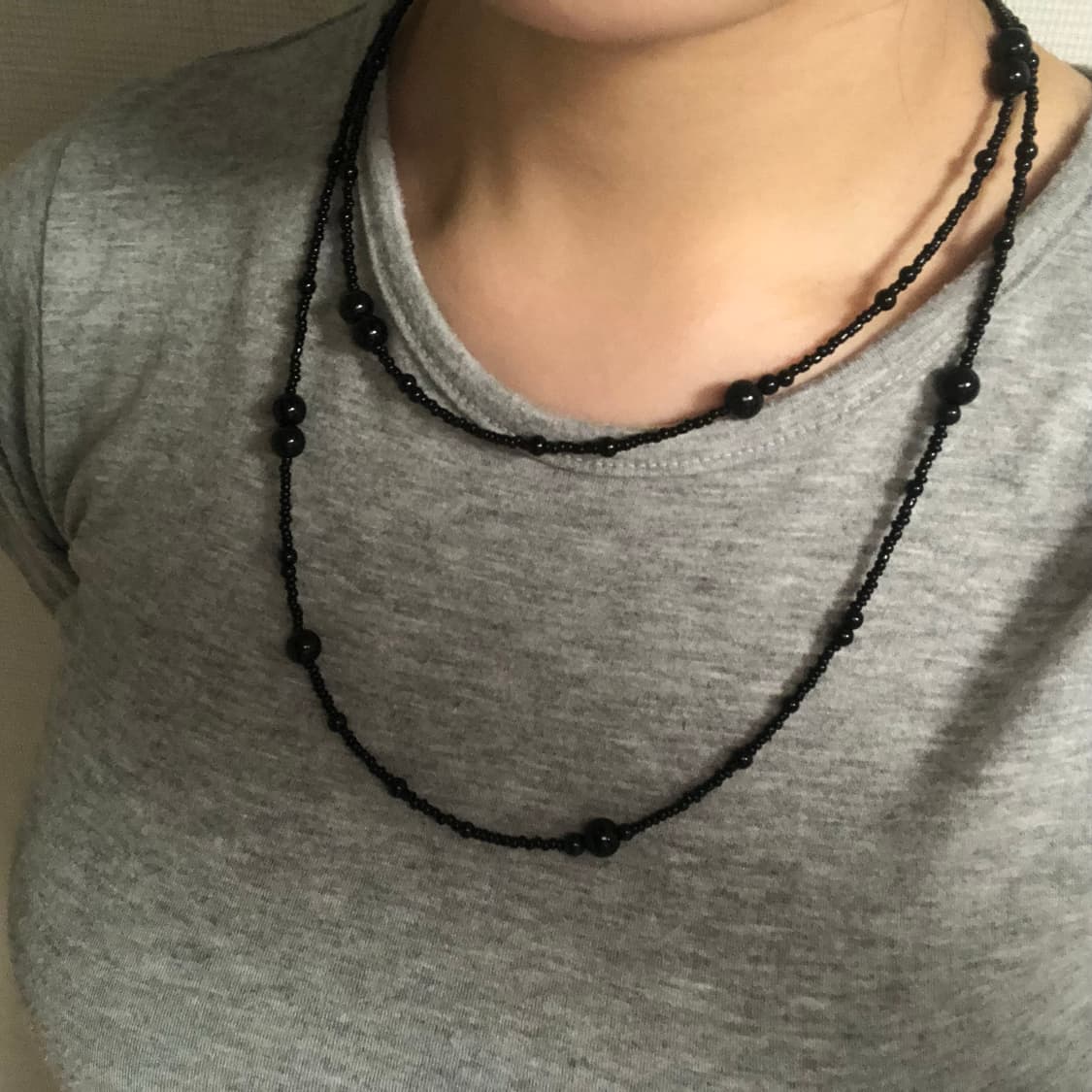 [hand made] 레이어드 심플 블랙 비즈볼 목걸이 set 상품이미지1