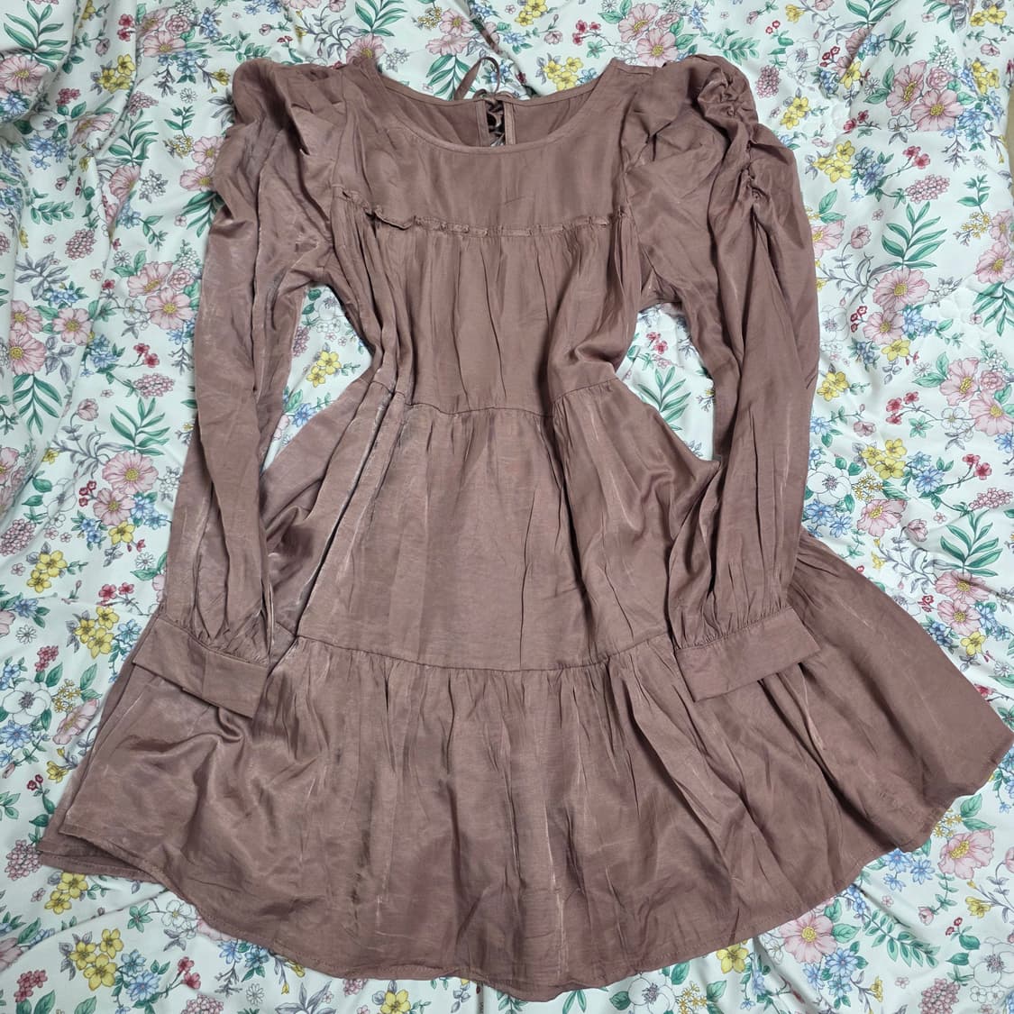 GRL 일본빈티지)새틴 퍼프 등리본 갸루고딕 플레어 캉캉 모리걸미니원피스 상품이미지5