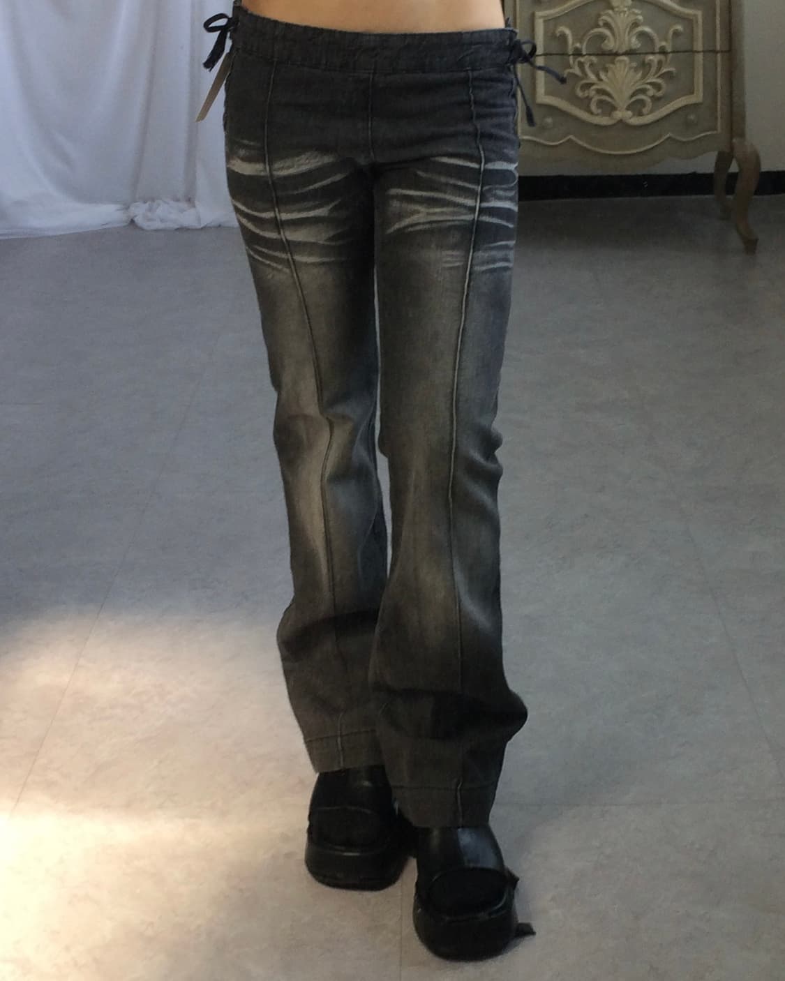 Side lace up point washing pants 상품이미지7