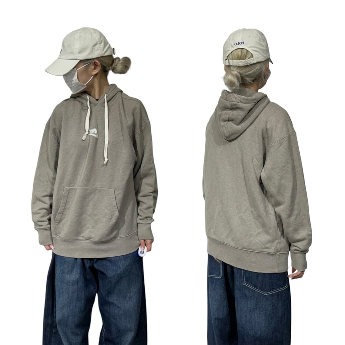 나이키 브라운 화이트 미드 스우시 올드스쿨 오버핏 후드티 M 상품이미지1