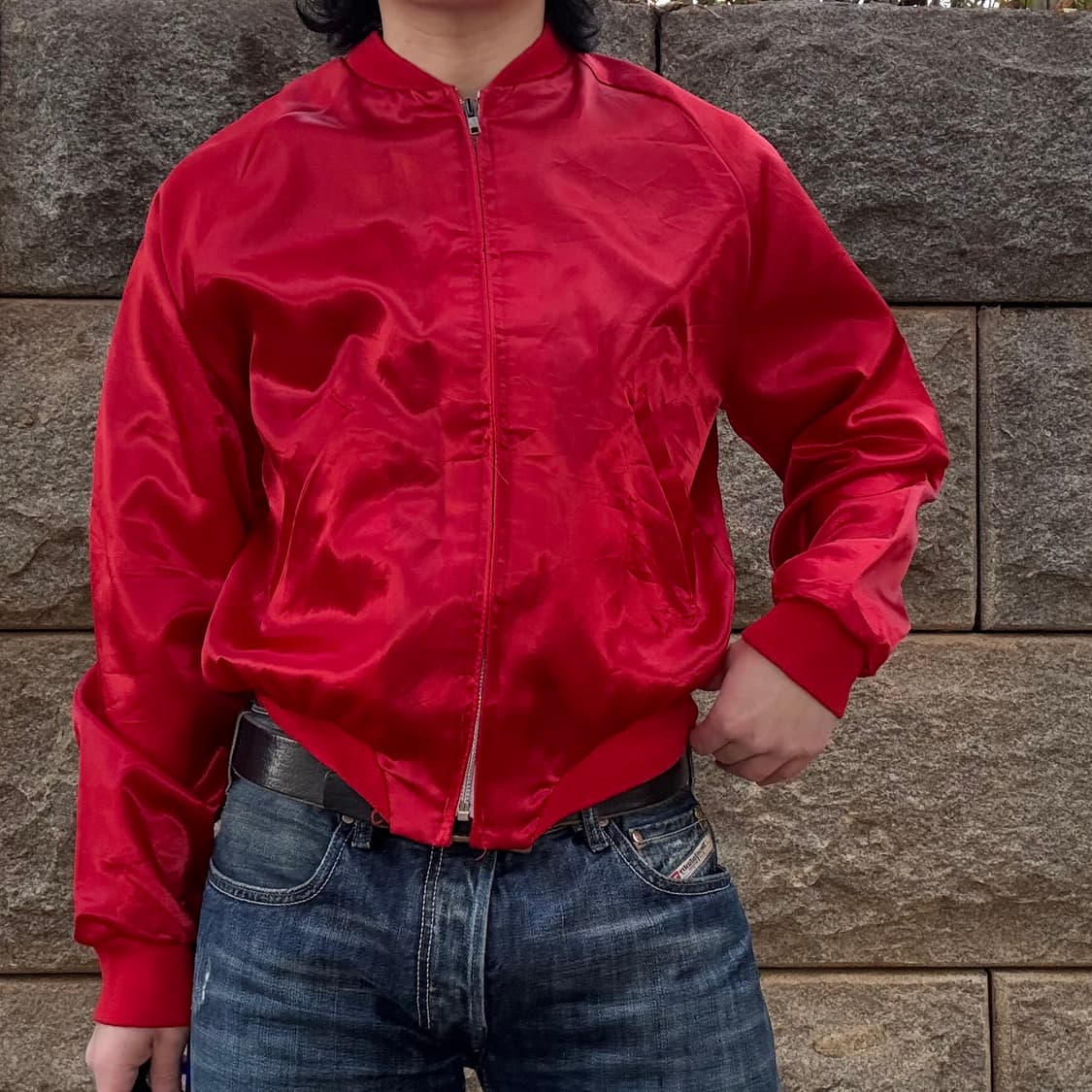 70~80s USA 아리스토 잭 Aristo Jac 새틴 봄버 자켓 상품이미지2