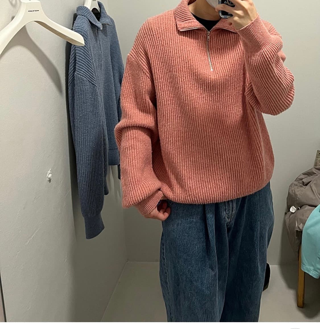 [마티스더큐레이터] HALF-ZIP 니트_멜란지핑크 컬러_2size 상품이미지3