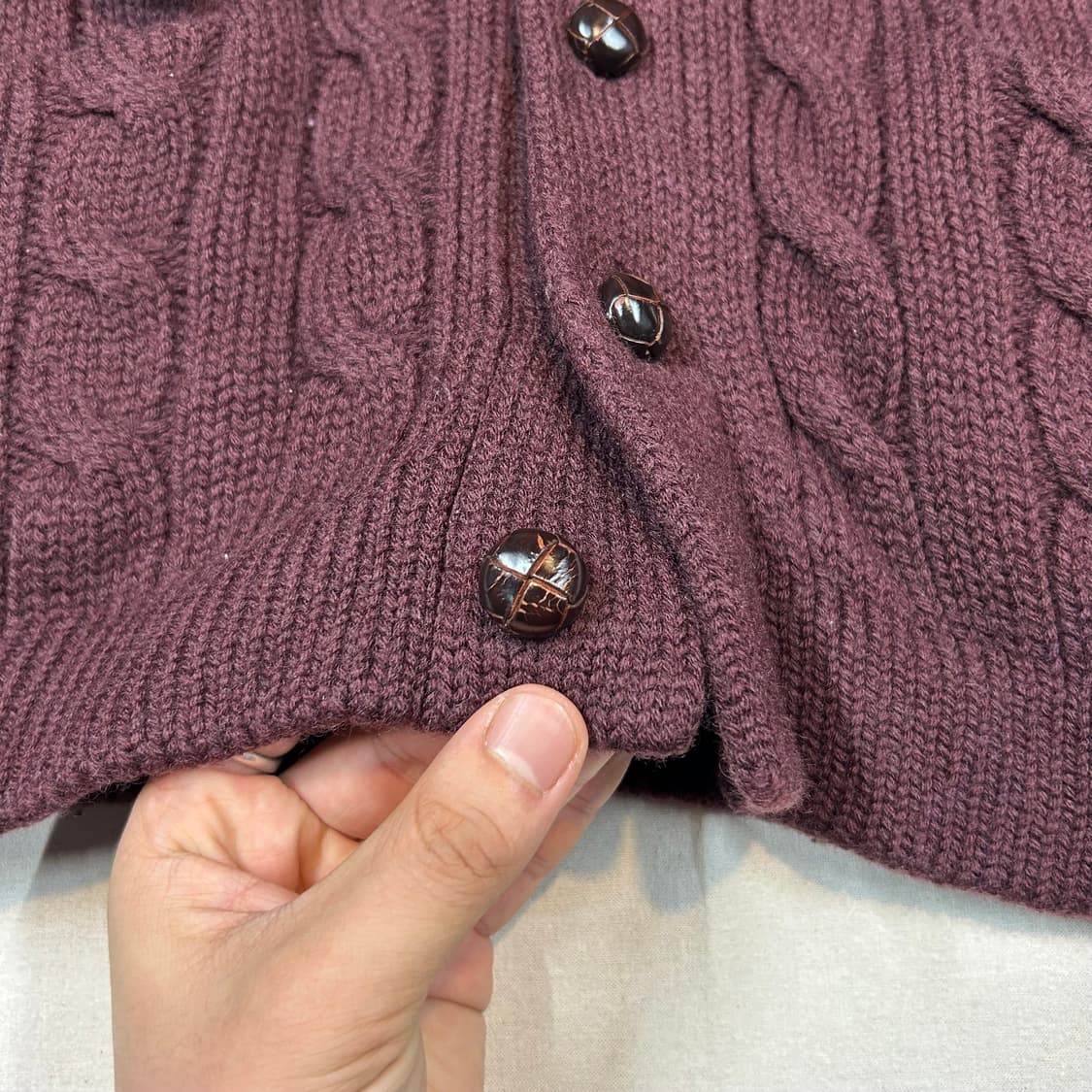 XL) 폴로 랄프로렌 80s 숄카라 울 케이블 니트 가디건 상품이미지4