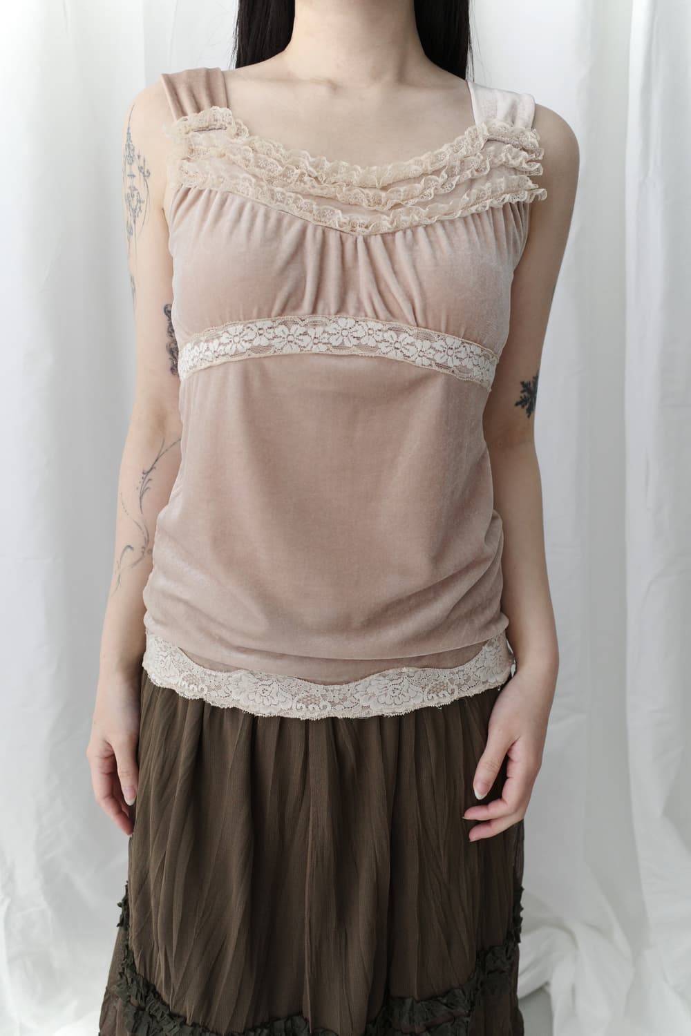 velvet lace sleeveless 상품이미지5