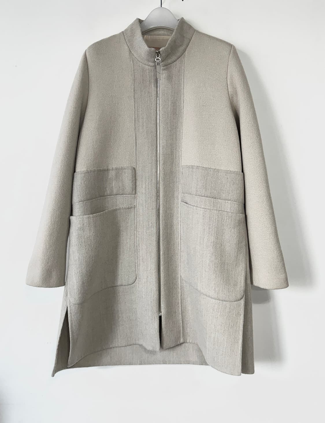 쁘렝땅 캐시미어 블록 집업 코트 상품이미지1