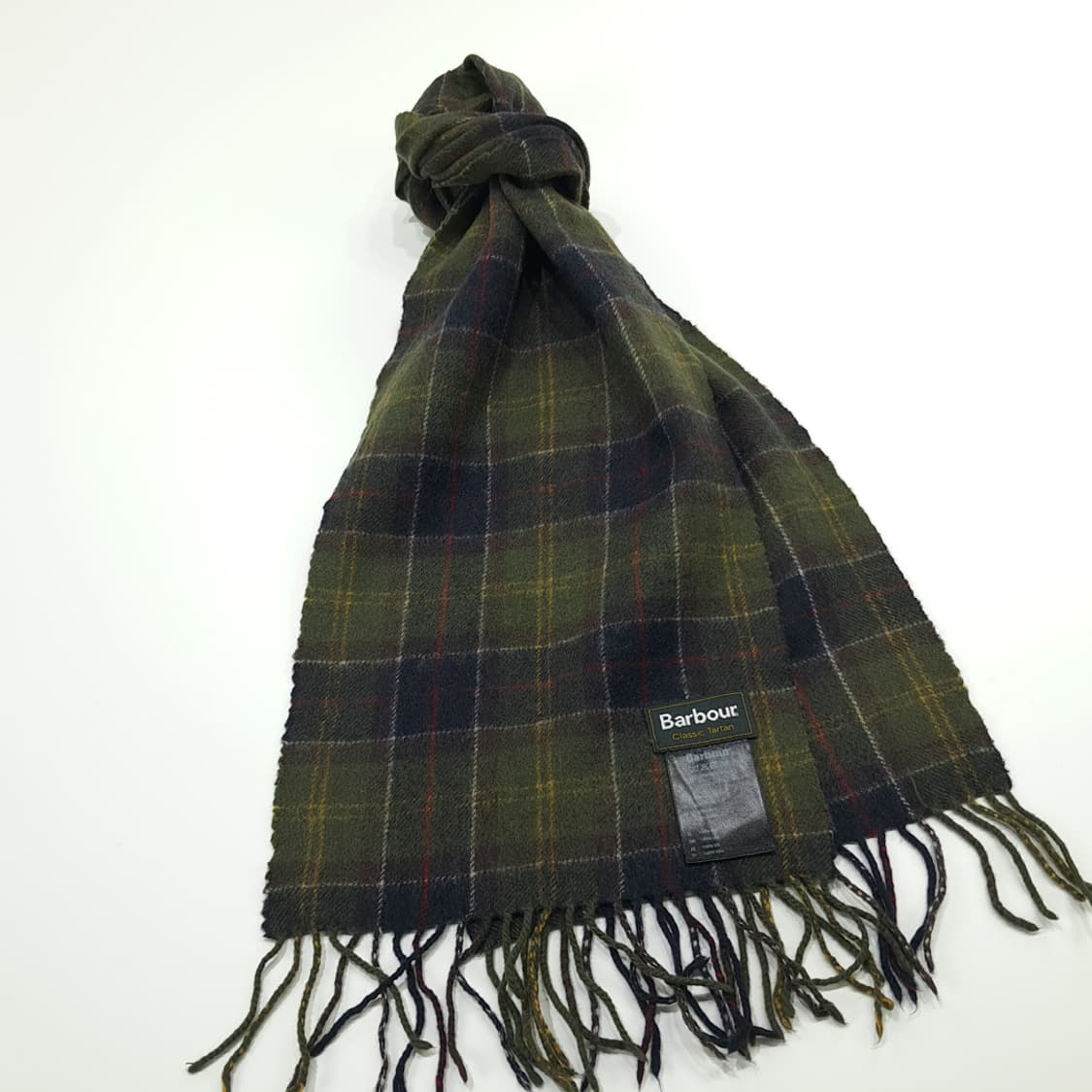 MX299 바버 올리브그린 클래식 타탄체크 램스울 목도리 머플러 상품이미지2
