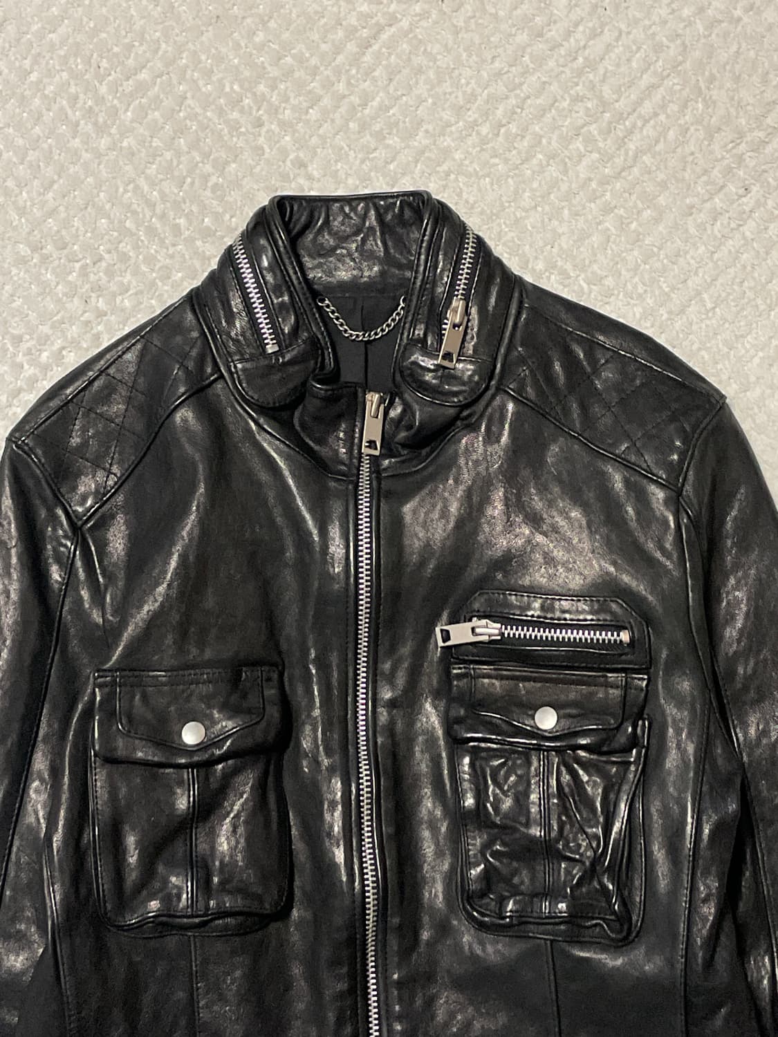 광희시장 웨스턴 무드 2WAY 램스킨 양가죽 바이커 레더 자켓 상품이미지4