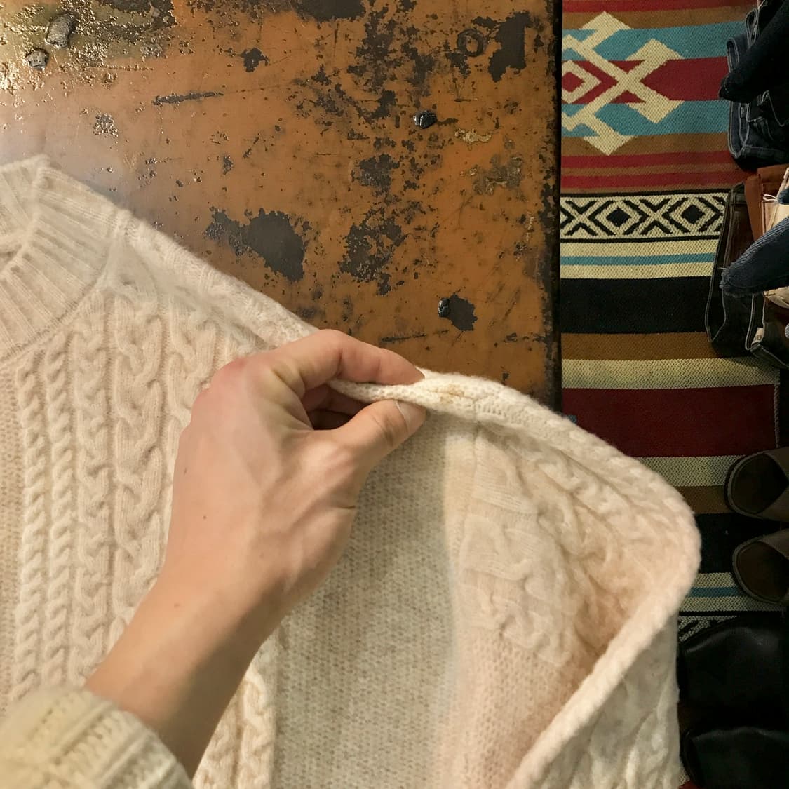 VTG 빈티지 베이지 케이블 울 숏 가디건 여성 프리사이즈 상품이미지4