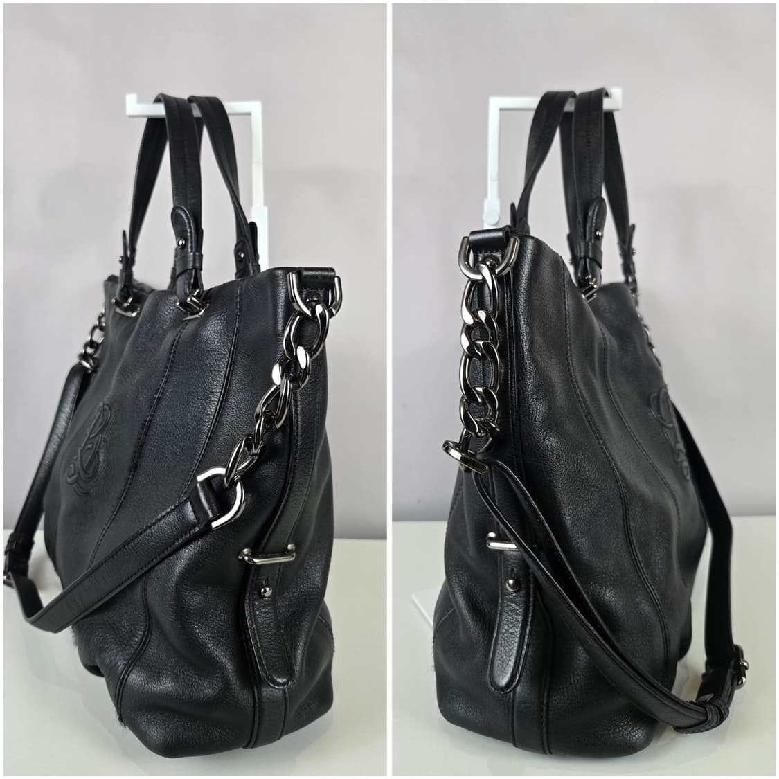 루이까또즈 가죽 체인 숄더백 토트백 블랙 상품이미지5