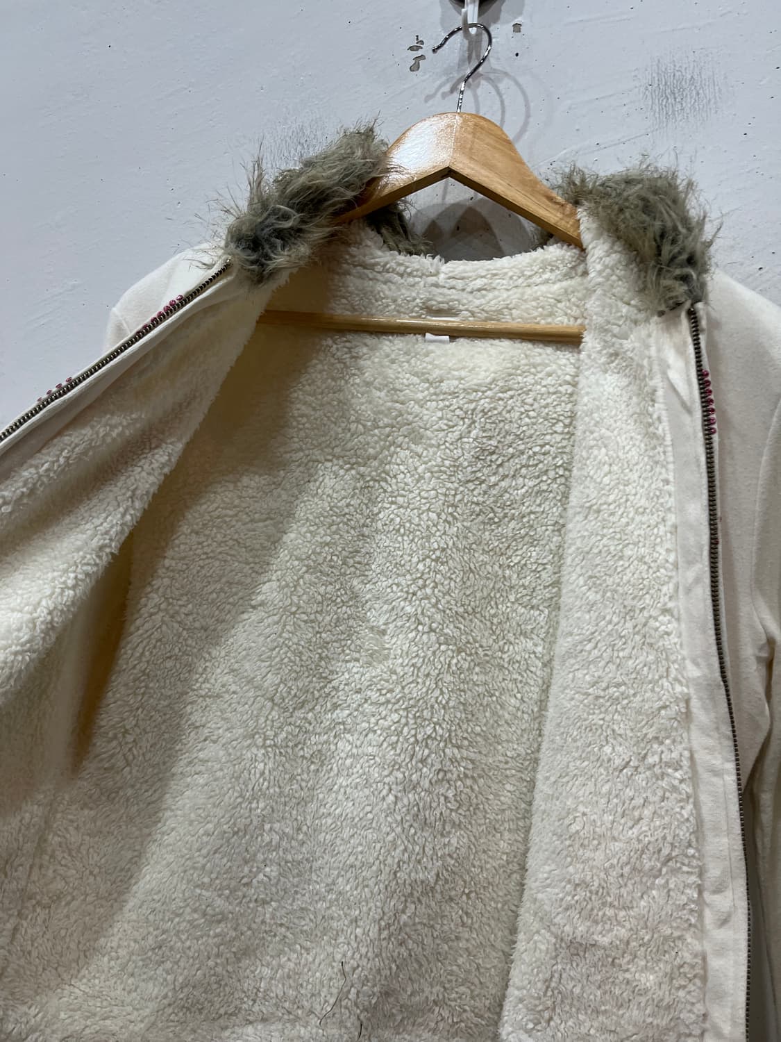 GAP 갭 y2k 퍼 이너플리스 핑크로고 후드집업  상품이미지4