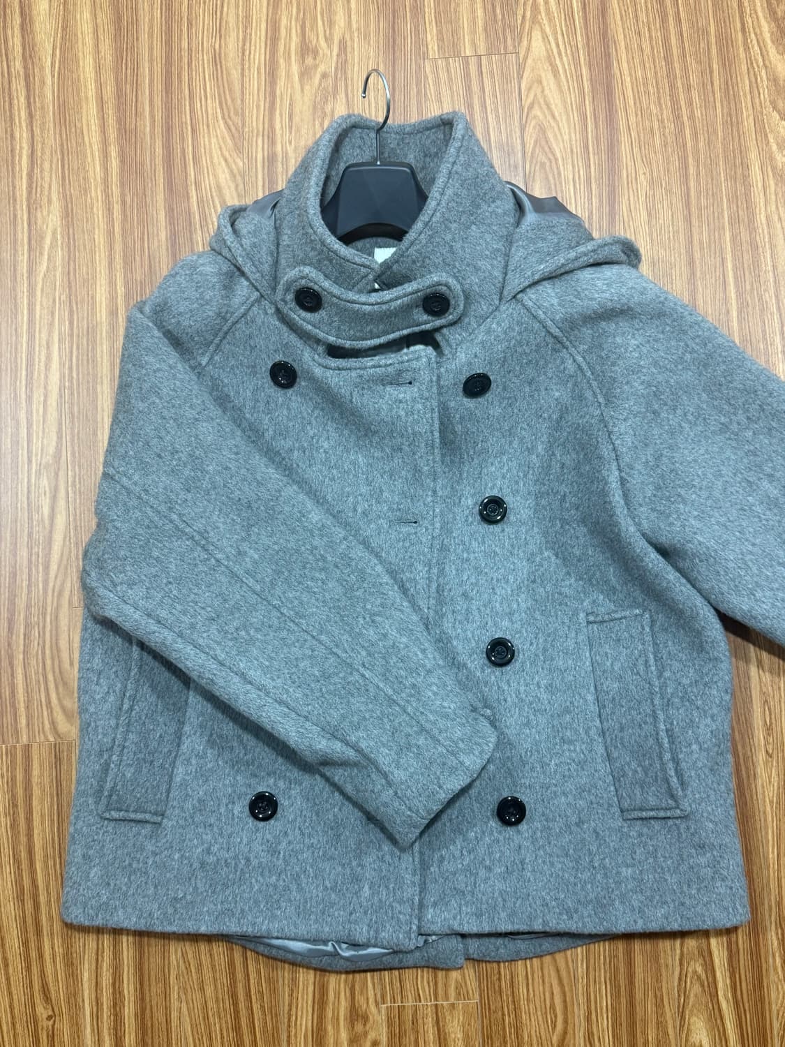 미레코 후드 더블 버튼 코트 상품이미지5