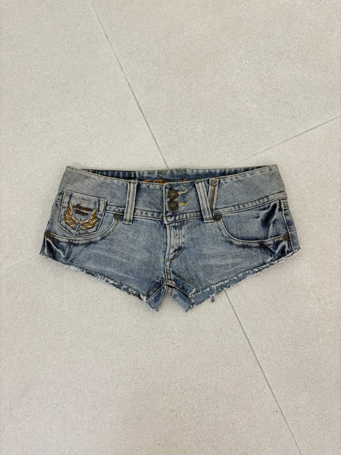 y2k 날개 자수 데님 숏츠 상품이미지2