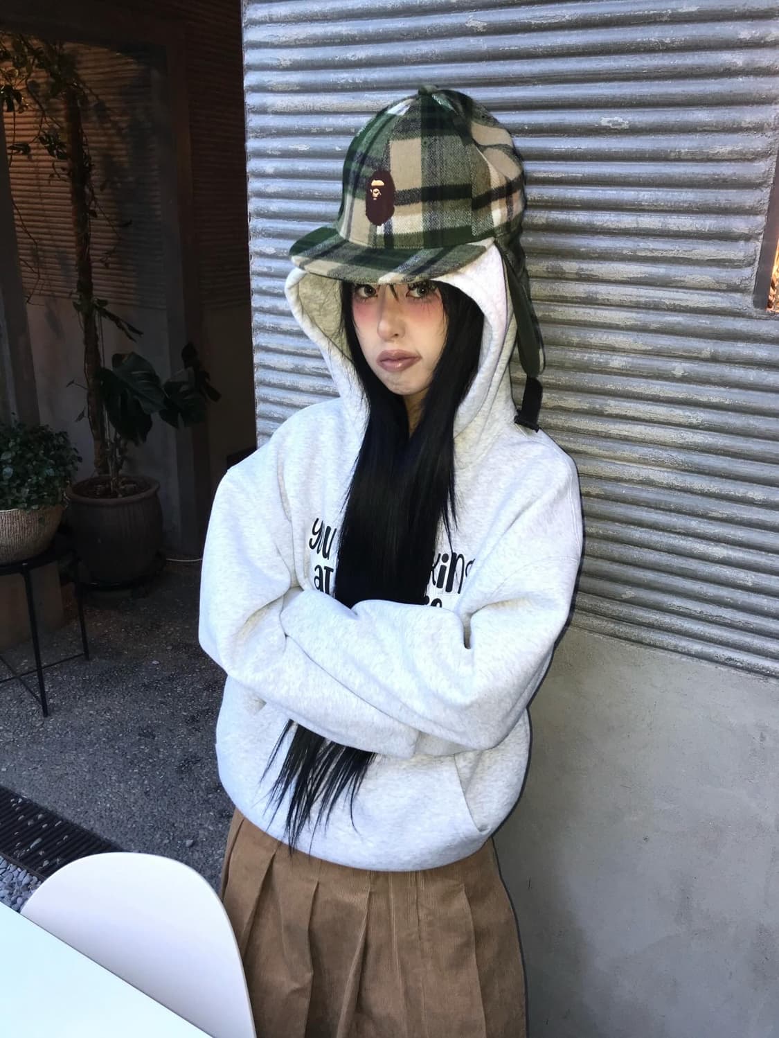 Bape Check Pattern Earmuffs Cap 상품이미지5