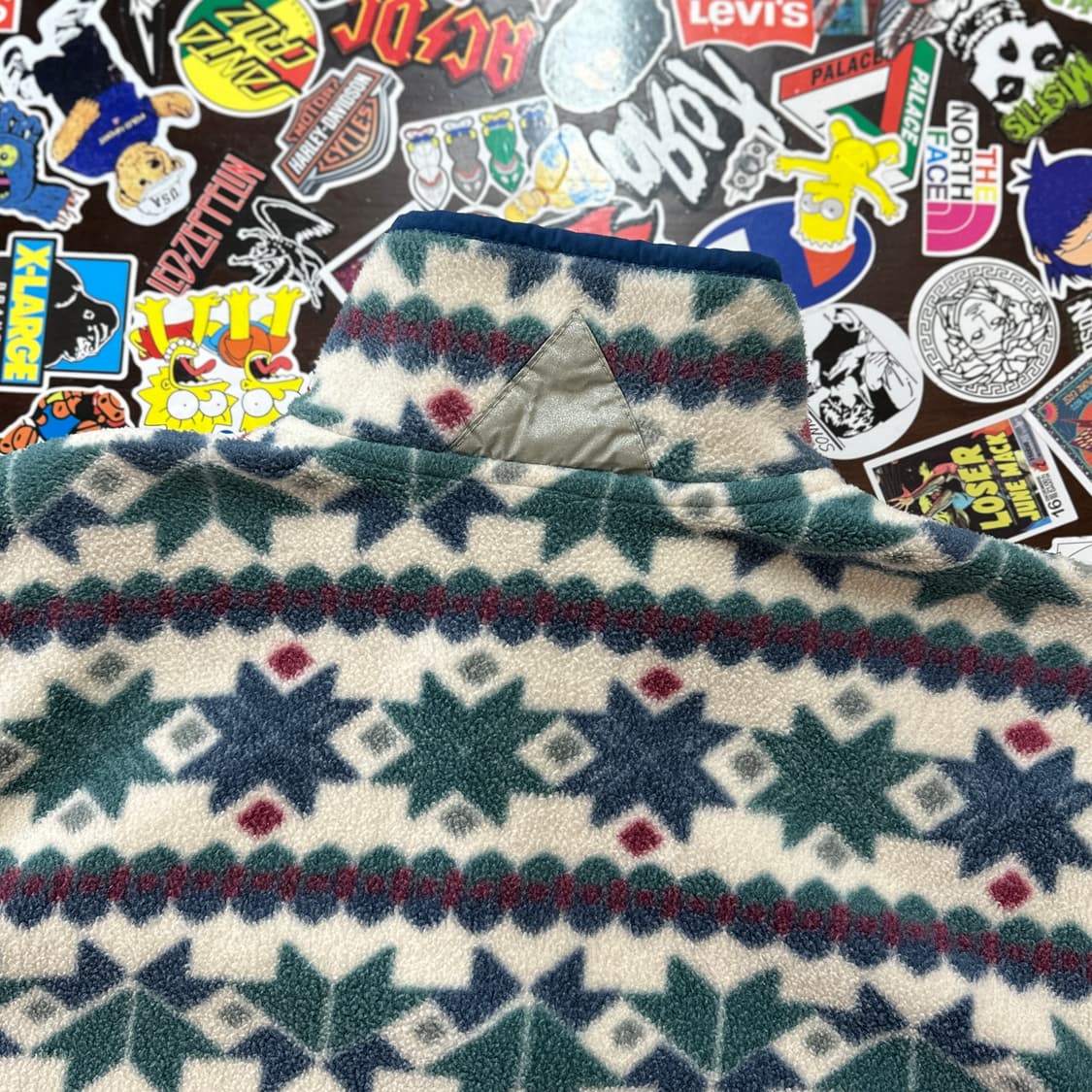 80s USA 엘엘빈 패턴 후리스 스냅티 100 상품이미지5