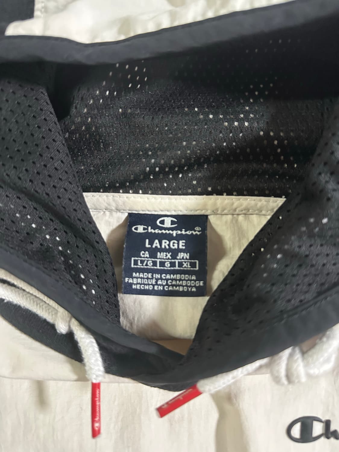 블랙 아이보리 배색 로고 후드 상품이미지4