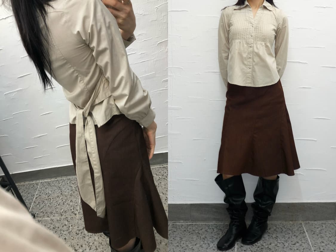 Tie back grey shirts 상품이미지1