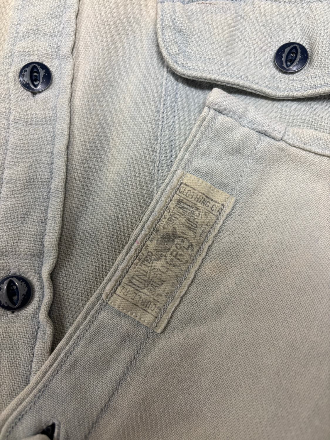 [S] RRL 빈티지코튼 데님셔츠 오프화이트 인디고 상품이미지6