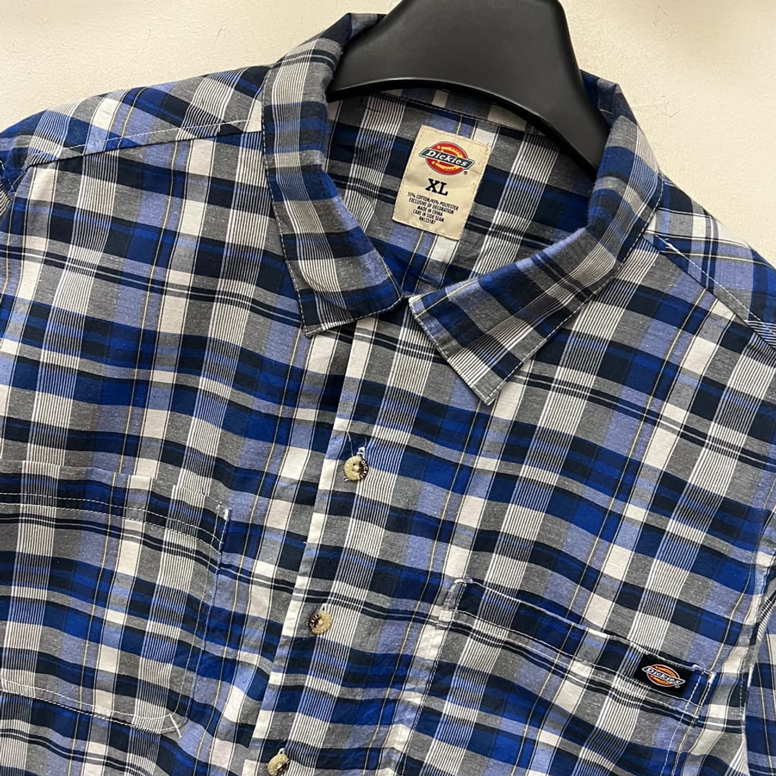 디키즈 워크 버튼다운 체크 반팔 셔츠 XL 상품이미지3