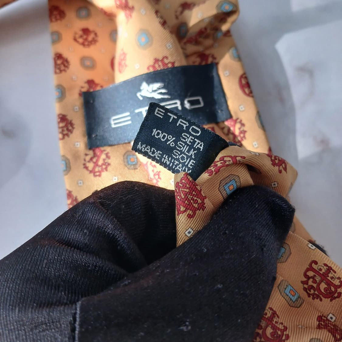 에트로 실크 골드 패턴 넥타이 9.8cm A등급 A19271
 상품이미지9