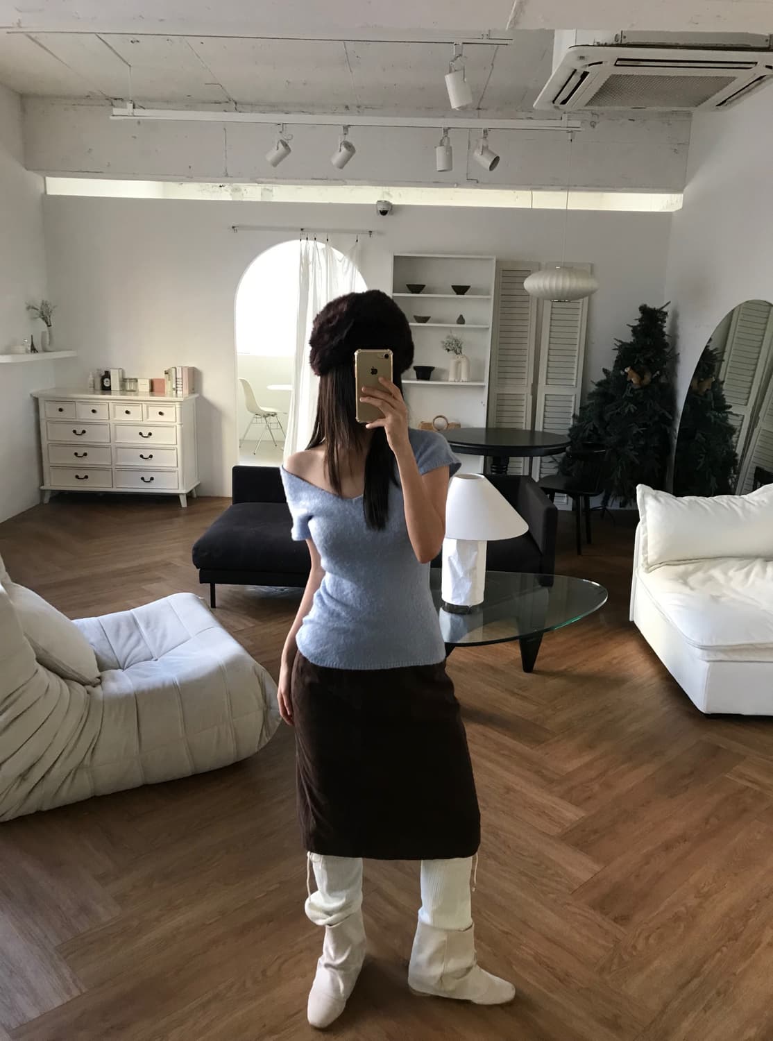 vintage suede brown skirt (26inch) 상품이미지1