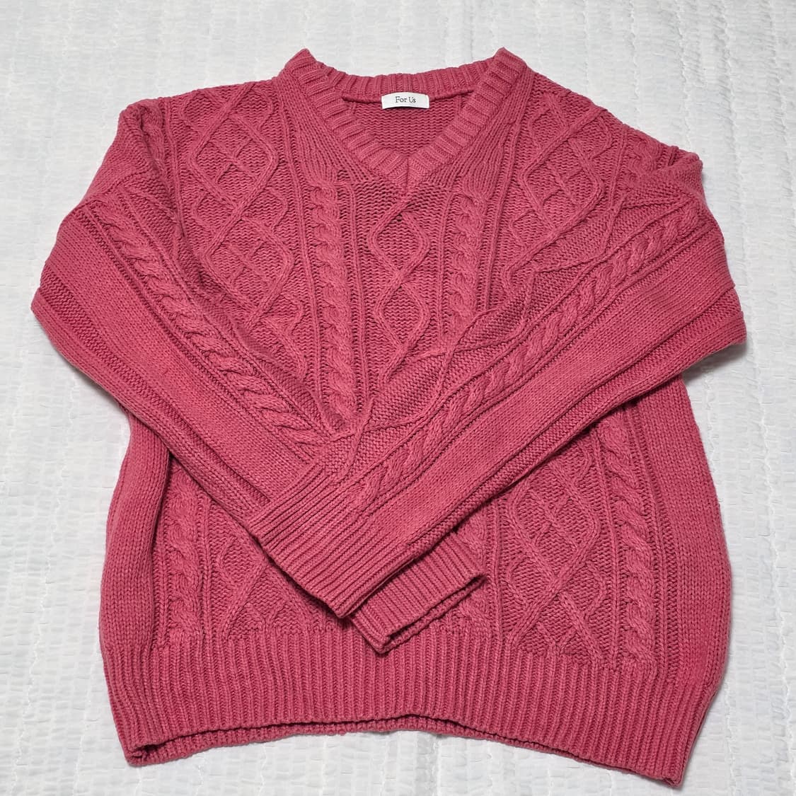 겨울무드 모리걸 꽈배기 브이넥 니트 빅사이즈 상품이미지1