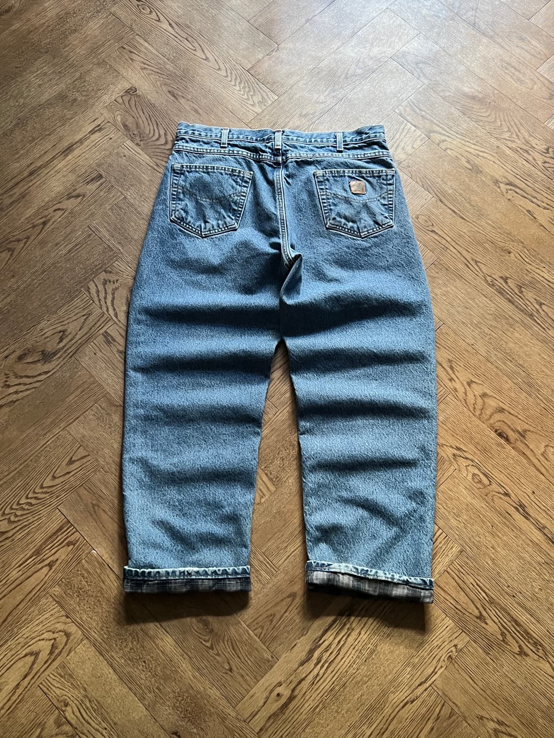 [36]칼하트 USA 체크 라이닝 빈티지 워싱 워크 데님 팬츠 상품이미지2