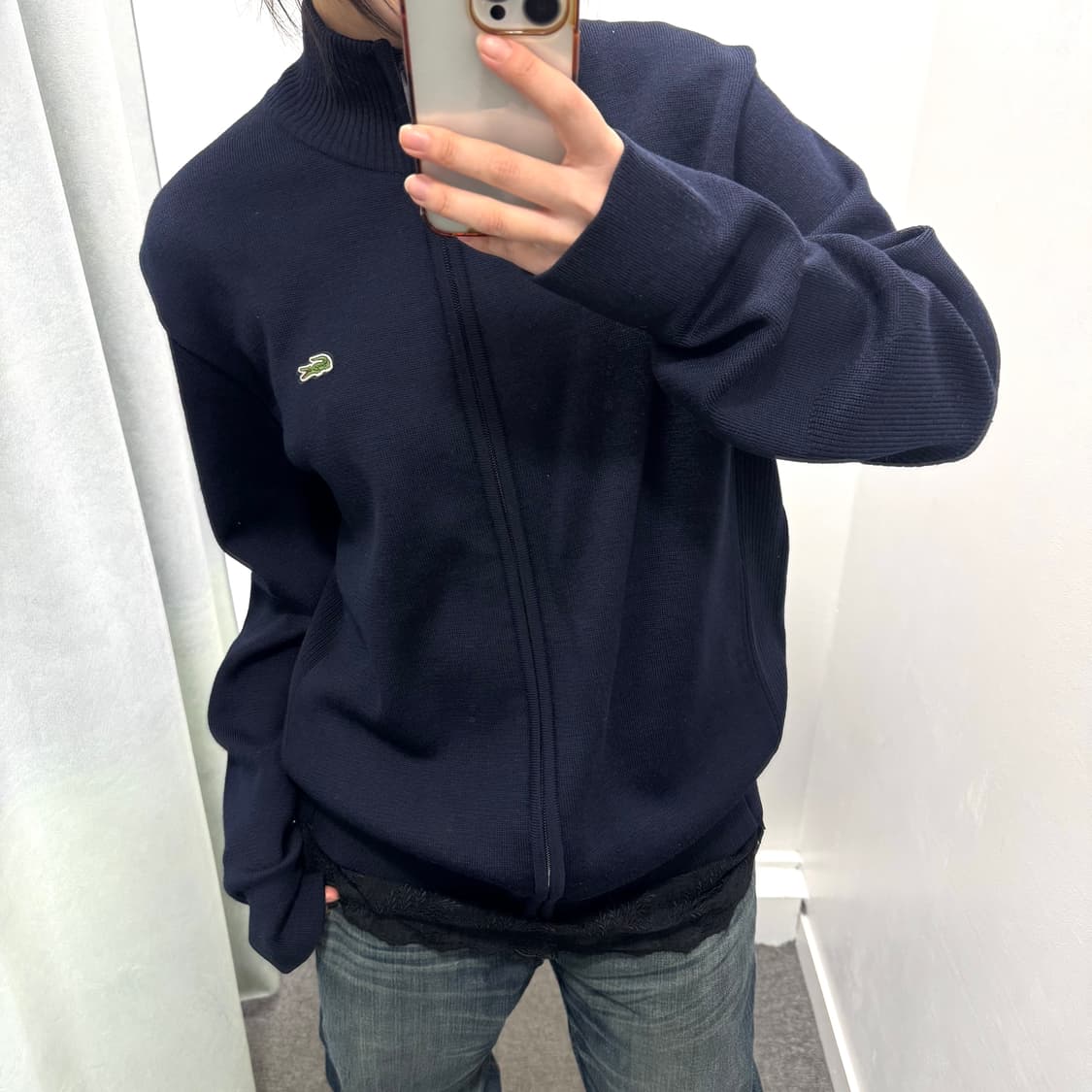라코스테 네이비 투웨이 니트 집업 상품이미지2