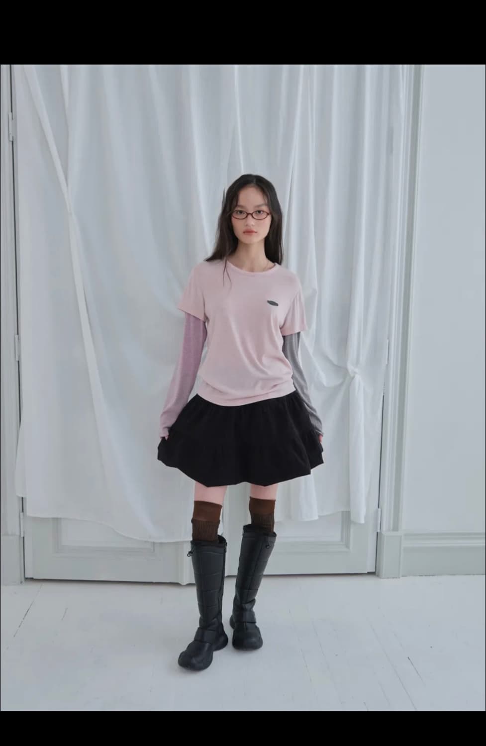 무음 투웨이 버튼 셔링 스커트 상품이미지5