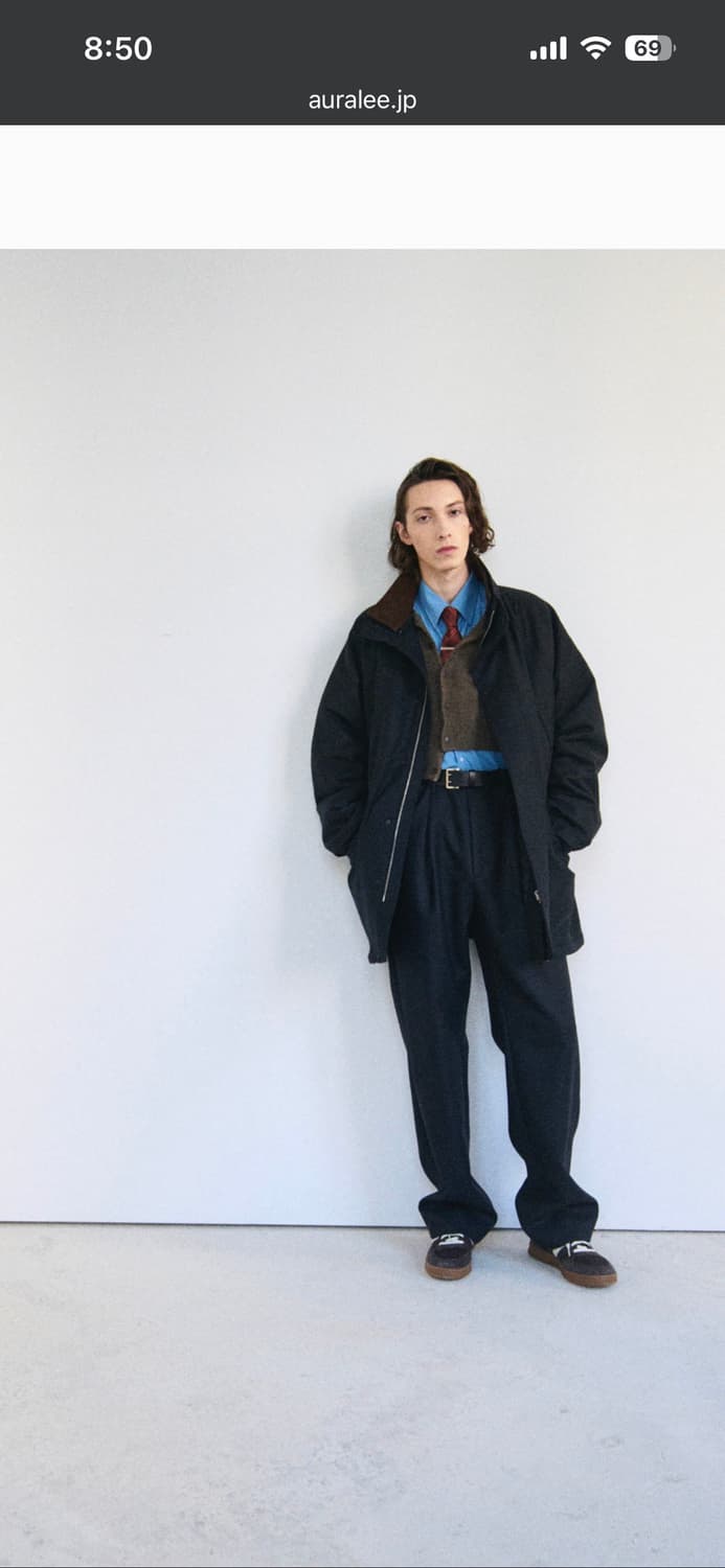 오라리 울 플란넬 패디드 오버 블루종  상품이미지5