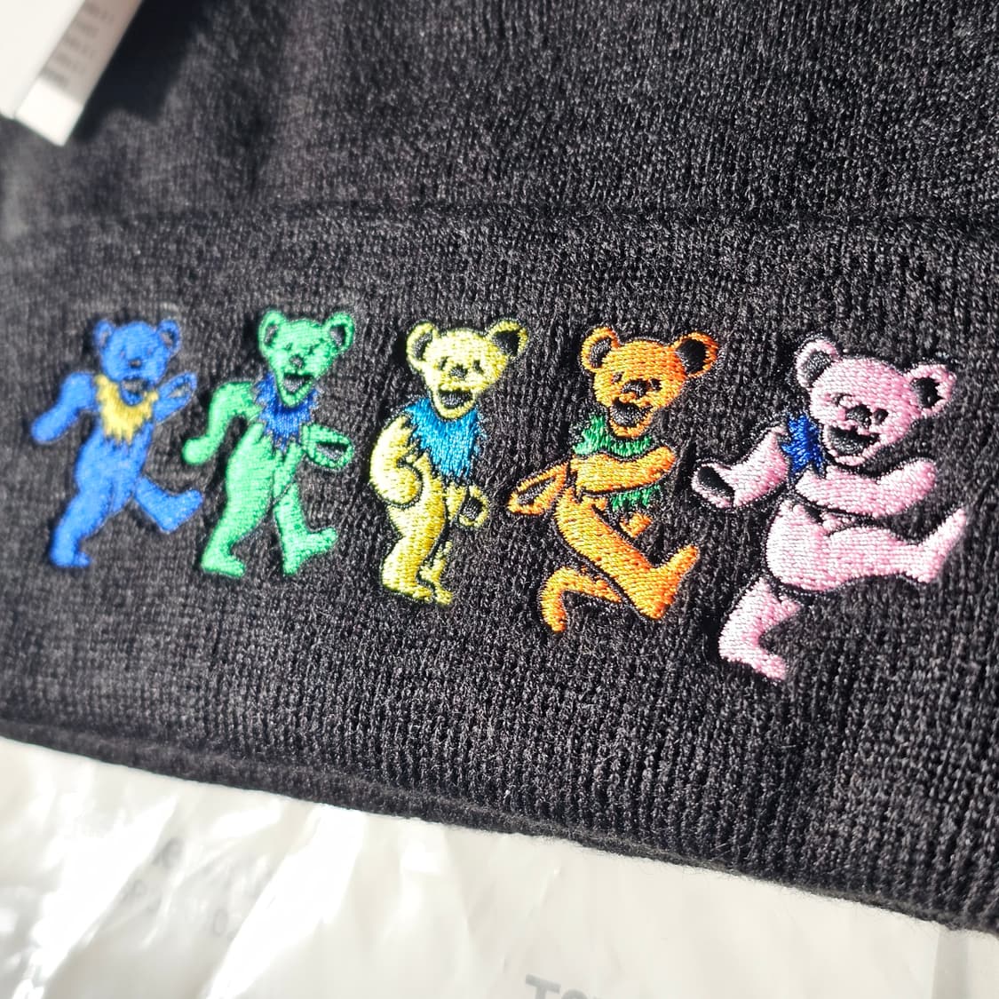 새제품) 디스이즈네버댓 x 그레이트풀 데드 댄싱베어 비니 모자 블랙 상품이미지5