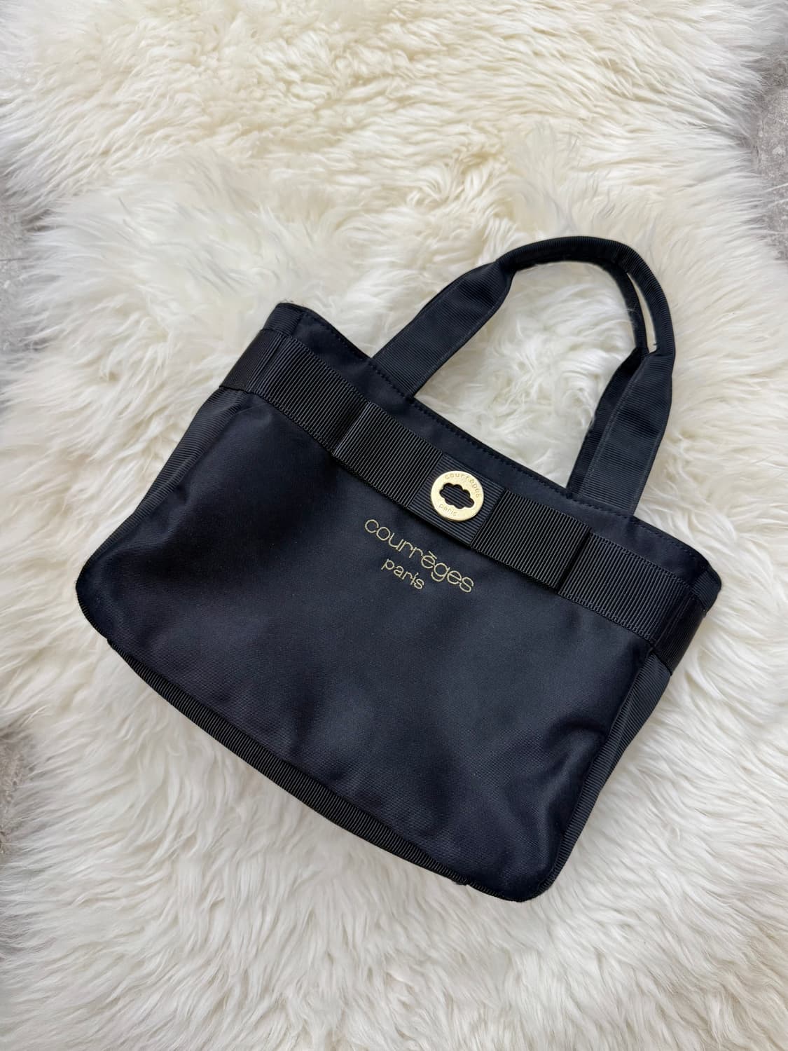 90‘s 꾸레쥬 로고 리본 토트백 상품이미지1