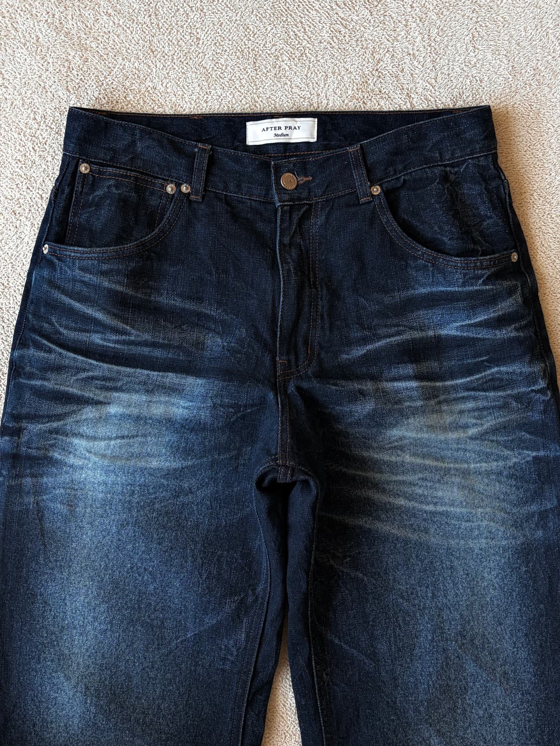 애프터프레이 와이드 링클 워시드 데님 진스 인디고 상품이미지3