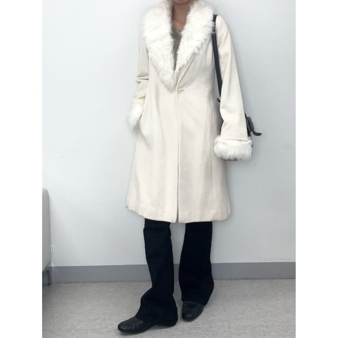 빈티지 화이트 울 코트 상품이미지1