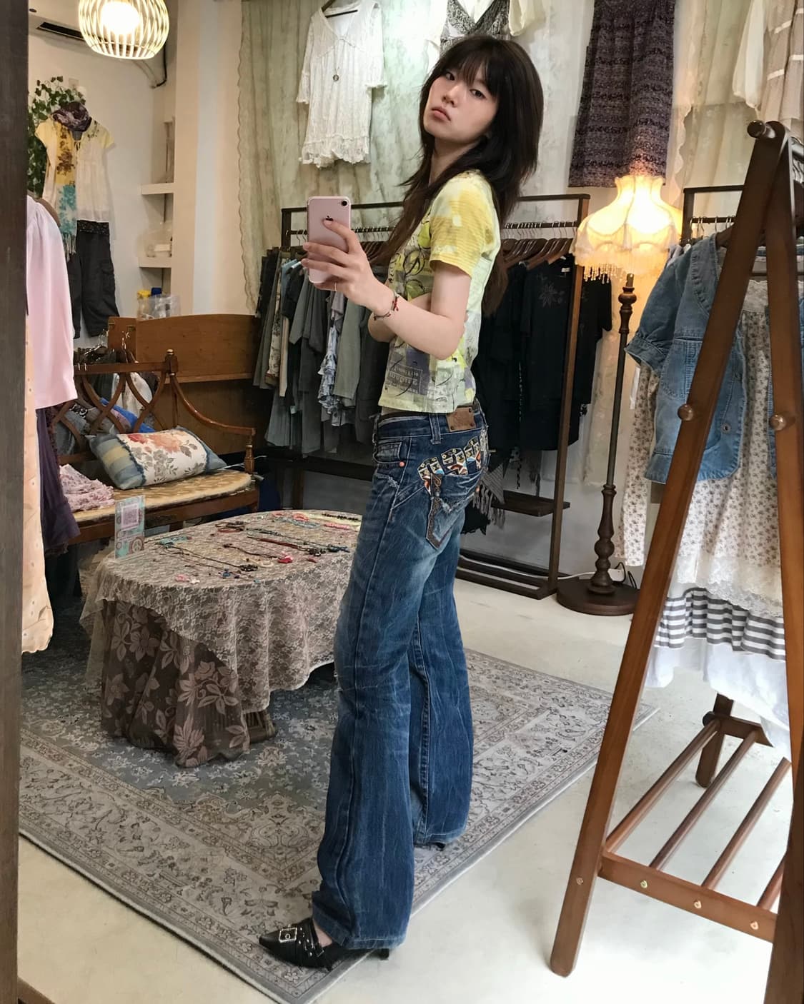 레드 페퍼 히피 에스닉 큐빅 그런지 데님 팬츠 상품이미지3