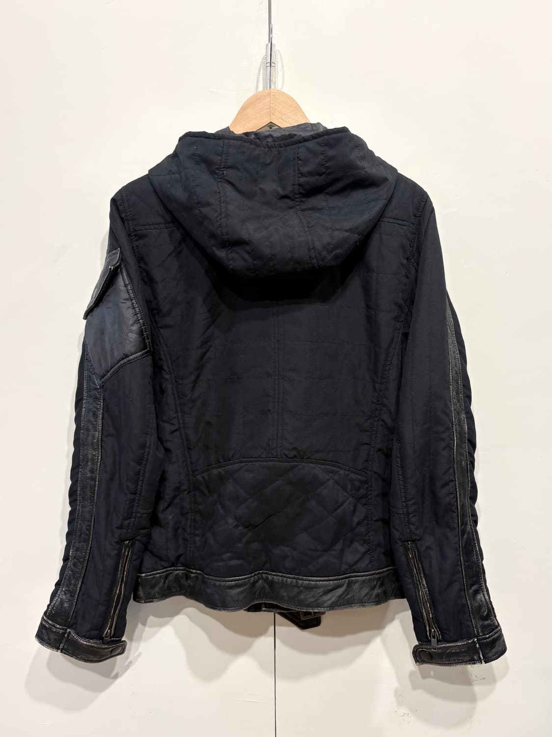 디젤 레더 트리밍 후드 자켓 상품이미지4